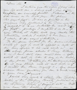 Sarah Helen (Power) Whitman autograph letter signed to [R. W. Griswold?], [1848]