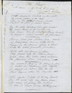 Sarah Helen (Power) Whitman manuscript poem., [1846?]: &quot;The Past.&quot;
