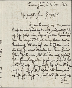 Appelmann, Anton Hermann, 1884- autograph letter signed to Hugo Münsterberg, Burlington, Vt., 17 January 1913