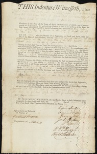 Mary Ballard indentured to apprentice with Daniel Fogg of Braintree