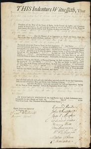 Sarah Dunken indentured to apprentice with Samuel Hinckley [Hinkley] of Brookfield