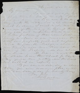 F. C. Barber, Augusta, Ga.[?], autograph letter signed to [Ziba B. Oakes], 15 December 1853