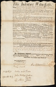 Elizabeth Clough indentured to apprentice with Hezekiah Blanchard of Boston
