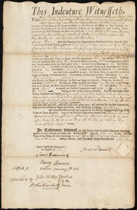 Jonathan Johnson indentured to apprentice with Hugh McDaniel of Boston