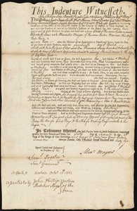 Elizabeth Jones indentured to apprentice with Alexander Mayors of Boston