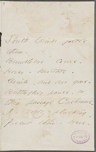 Emily Dickinson, Amherst, Mass., autograph manuscript poem: South winds jostle them, 1862