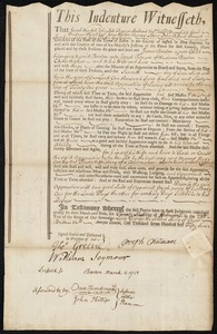 James Burton indentured to apprentice with Joseph Putnam of Boston