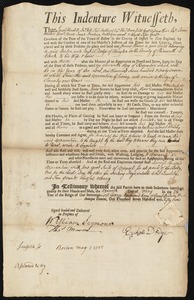 James Hawes indentured to apprentice with Ezekiel Dodge of Abington