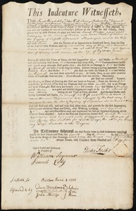 Sarah Haden indentured to apprentice with Elisha Foster of Boston