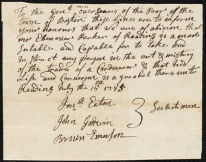 William Thomas indentured to apprentice with Ebenezer Parker of Reading