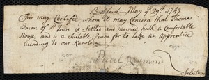 John Collis indentured to apprentice with Thomas Bacon of Bedford