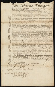 Anthony Frazier indentured to apprentice with Jacob Yeatten [Yeaton] of Boston