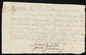 William Thomas indentured to apprentice with Joseph Johnson of Holliston