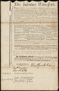 Thomas Humphreys indentured to apprentice with Alexander Chamberlain of Boston