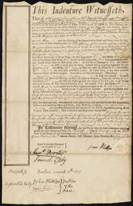 Thomas Pilsberry indentured to apprentice with Isaac Phillips of Boston