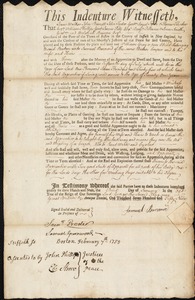 William Gray indentured to apprentice with Samuel Barnard of Boston