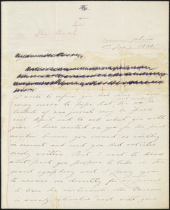 Margaret Fuller autograph letter signed to W.H. Channing, Jamaica Plain, 1 January 1840