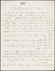 Margaret Fuller autograph manuscript poem, &quot;Farewell to Summer,&quot; Summer, 1838