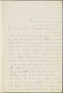 Mary Louise Andrews autograph letter signed to Thomas Wentworth Higginson, Connersville, Ill., 1 July 1884