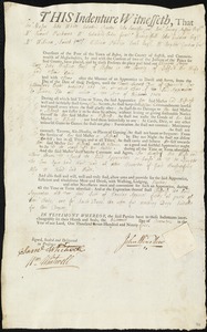 Elizabeth Peirce indentured to apprentice with John Winslow of Boston
