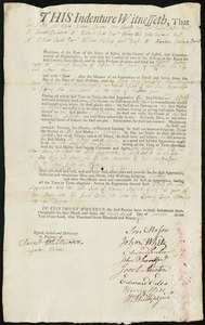 Susanna Rowen indentured to apprentice with Ambrose Harrison of Boston