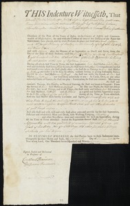 Sarah Gordon indentured to apprentice with Joseph Blaney of Boston
