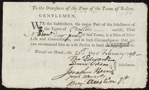 John Indian boy indentured to apprentice with Ebenezer Dorr of Boston