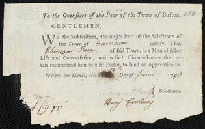 Catherine Ramsdell indentured to apprentice with Ebenezer Payne [Payn] of Camden