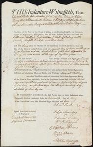 Catharine Foalke indentured to apprentice with William G. Weld of Roxbury