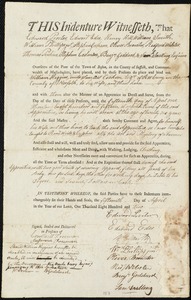 William Higgins indentured to apprentice with Samuel Cookson of Roxbury