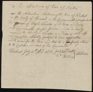 John Springfield indentured to apprentice with Elijah Winslow of Penobscot