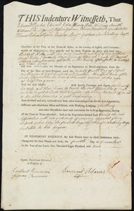 Bridget Kelley indentured to apprentice with Samuel Adams of Boston