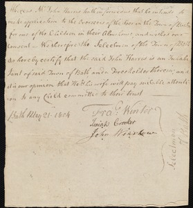 Henry Muffey indentured to apprentice with John Harris of Bath