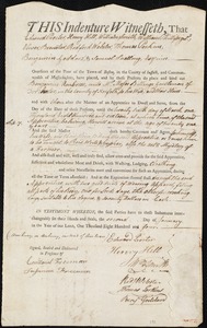 Benjamin Ambrose indentured to apprentice with Moses Billings of Dorchester