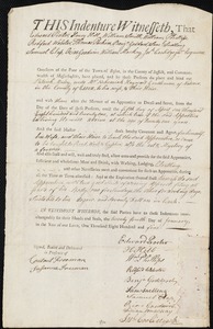 Patrick Maley indentured to apprentice with Nehemiah Hayward of Andover