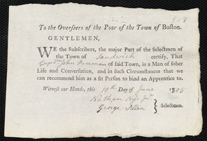 Joseph Cook indentured to apprentice with John Freeman of Sandwich