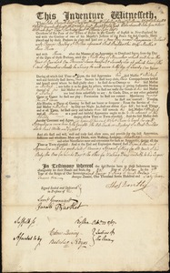 Benjamin Ballard indentured to apprentice with Thomas Bentley of Boston