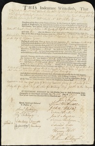 Abigail Hurley indentured to apprentice with Joseph Bent of Milton
