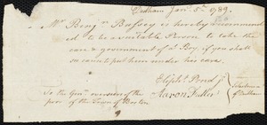 James White indentured to apprentice with Benjamin Bussey of Dedham