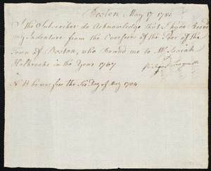 Richard McGrath indentured to apprentice with Isaiah Holbrooks of Boston