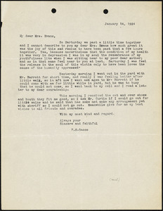 Nicola Sacco typed letter (copy) to Elizabeth Glendower Evans, [Dedham], 14 January 1924