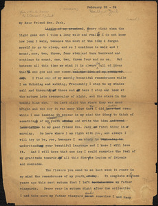Nicola Sacco typed letter (copy) to Mrs. [Cerise] Jack, [Dedham], 26 February 1924
