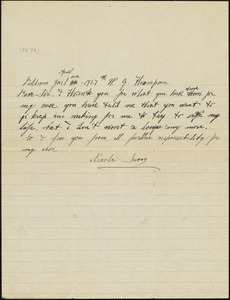 Nicola Sacco autographed note signed to William G. Thompson, Dedham, 6 April 1927