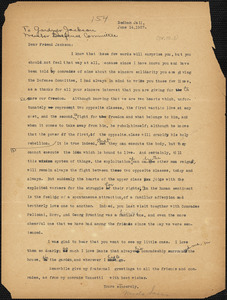 Nicola Sacco typed letter (copy) to Gardner Jackson, Dedham, 14 June 1927