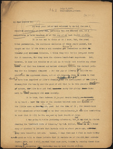 Nicola Sacco typed letter (copy) to &quot;Auntie Be&quot;, Charlestown, 5 July 1927