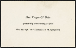 Mrs. Eugene V. Debs card note to Nicola Sacco and Bartolomeo Vanzetti, Terra Haute, Ind., 2 November 1926