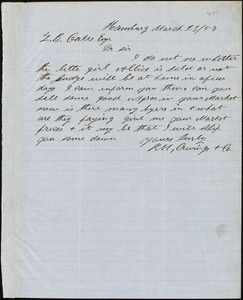 Owings, R.M. &amp; Co., Hamburg, manuscript letter signed to Ziba B. Oakes, 23 March 1857