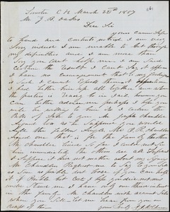 A. J. McElveen, Sumter Court House, S.C., autograph letter signed to Ziba B. Oakes, 22 March 1857