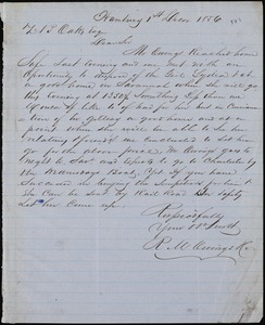 Owings, R.M. &amp; Co., Hamburg, manuscript letter signed to Ziba B. Oakes, 1 December 1856