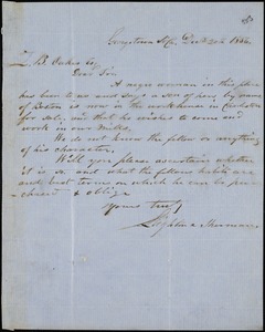 Leighton &amp; Sherman, Georgetown, manuscript letter signed to Ziba B. Oakes, 20 December 1856